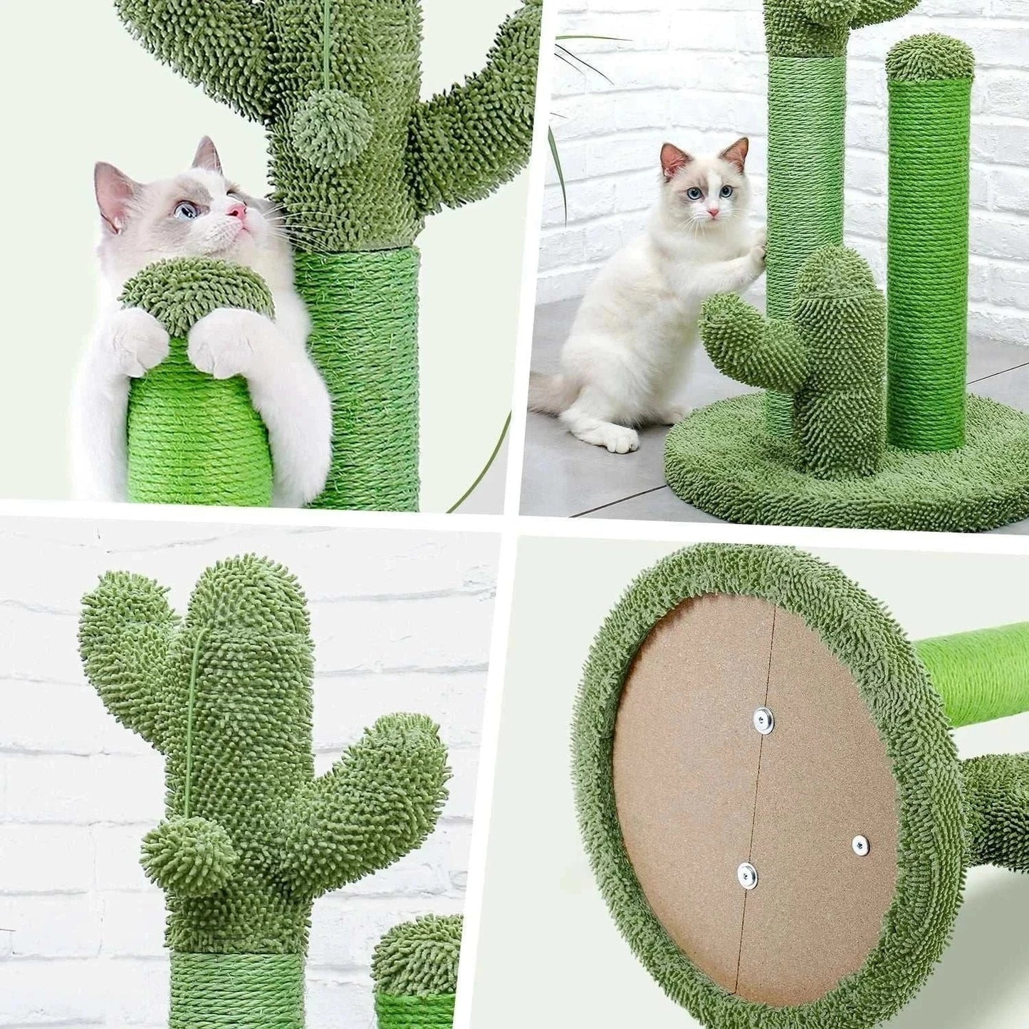 Griffoir pour chat avec 3 poteaux à gratter et boule de ling recrutée interactive