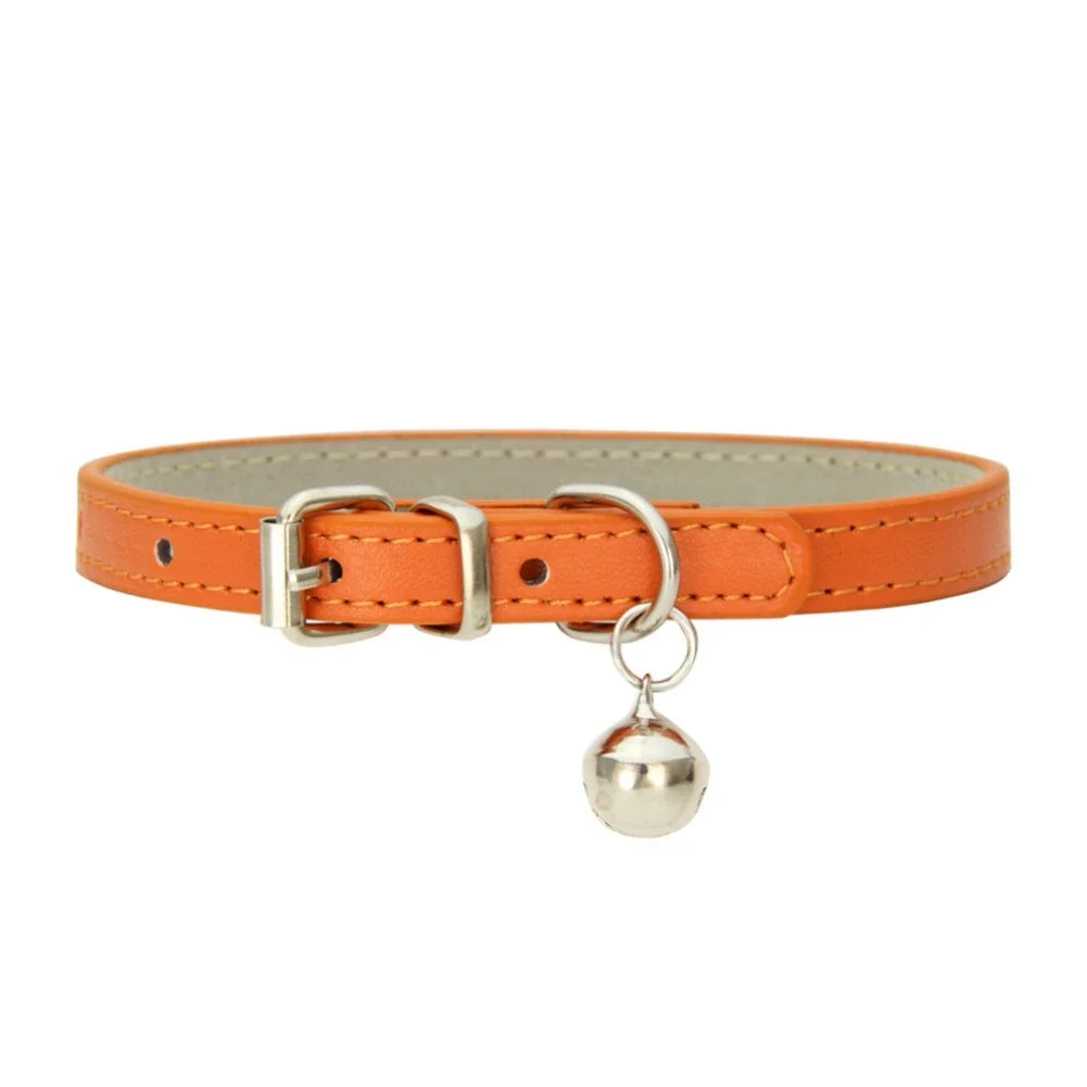 Collier élastique de sécurité réglable en cuir  clochette pour petit chien, chiot, chaton, animal de compagnie
