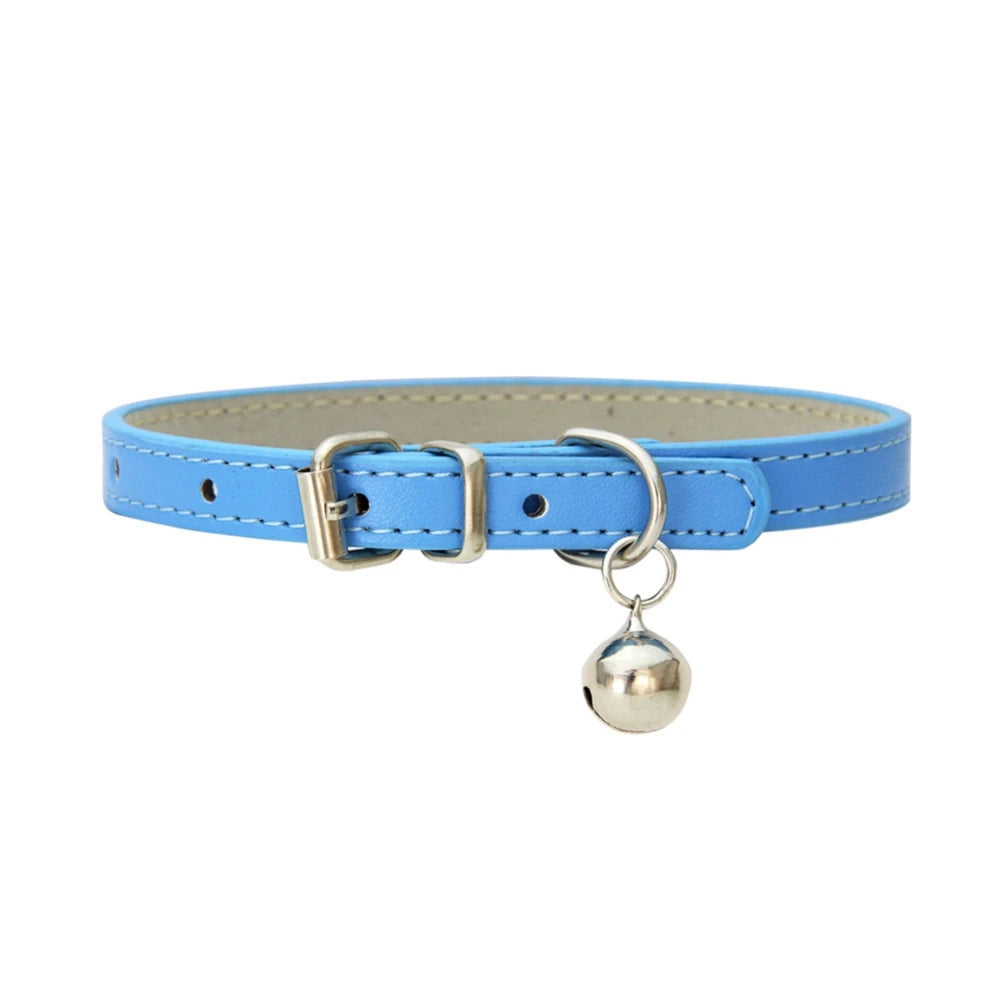 Collier élastique de sécurité réglable en cuir  clochette pour petit chien, chiot, chaton, animal de compagnie